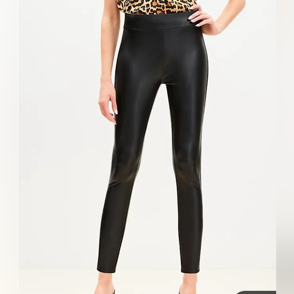 NWT LOFT Faux Leather Black Leggings XXS P PETITE So cute! - Picture 2 of 7